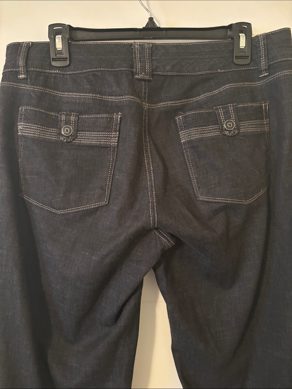 White House Black Market Black Wide Leg Jeans with Contrast Stitching - Picture 4 of 7